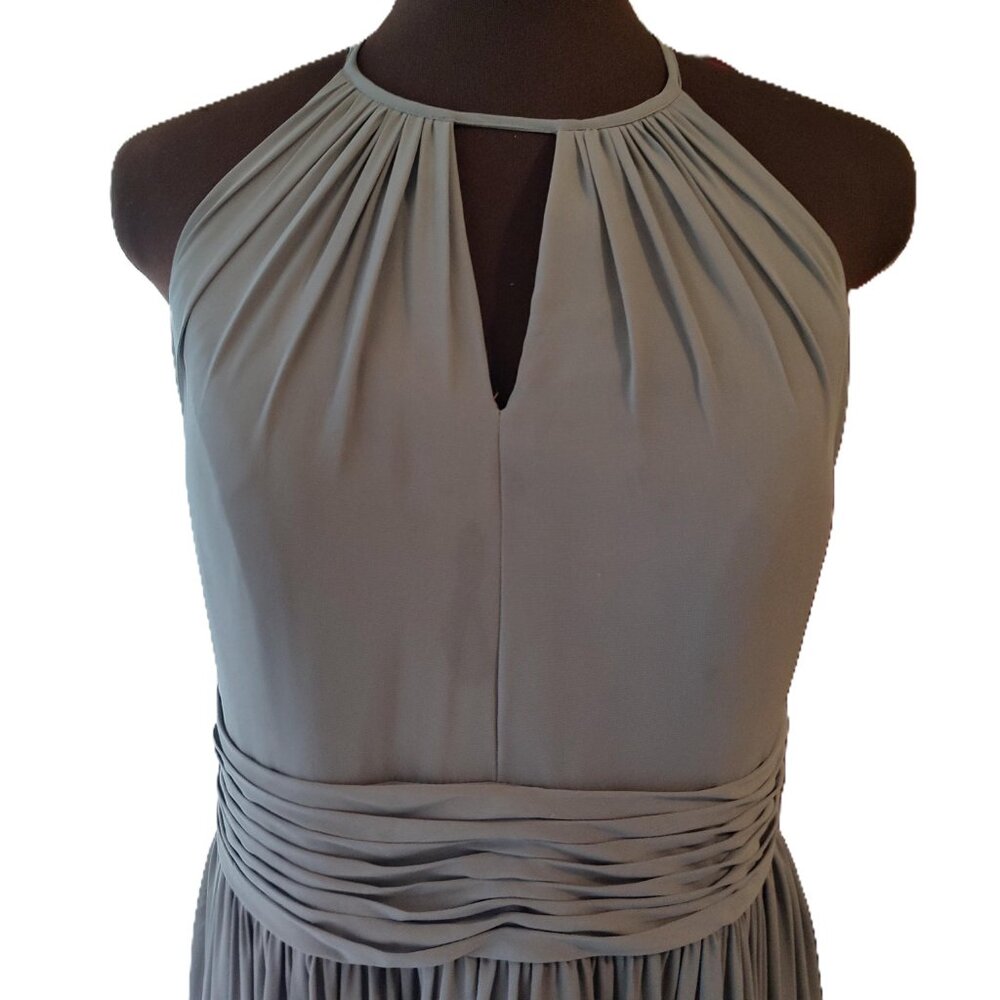 Elegant Azazie CHERISH Steel Grey A-Line Keyhole Bridesmaid Dress